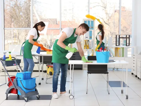 Desert Oasis Cleaners employee cleaning.