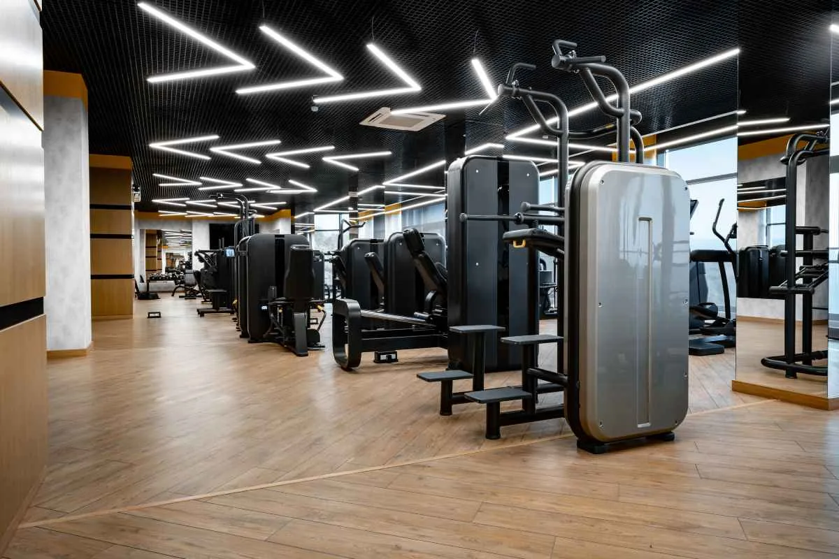 A spotless area after a gym floor cleaning service.