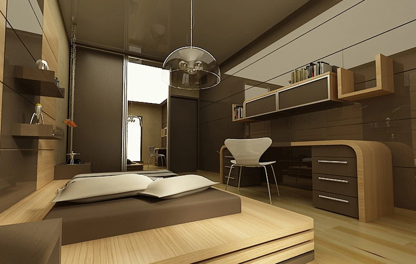 gallery-image-01 modern bedroom features custom-built wooden furniture